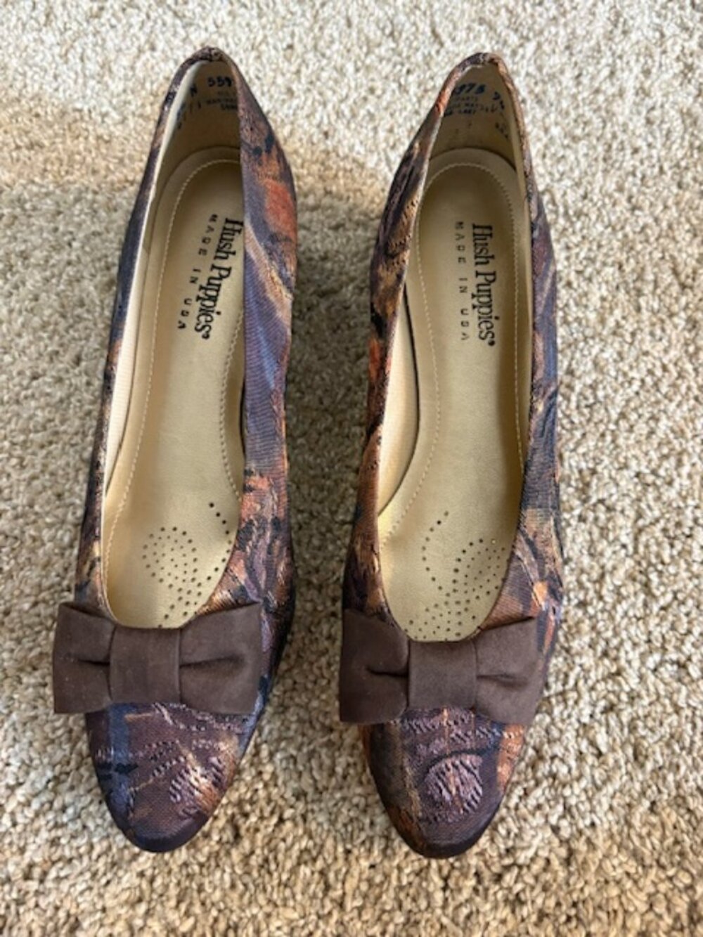 NEW Vintage Womens Hush Puppies Soft Flex Tapestry w/Suede Box. Sz. 8-1/2N